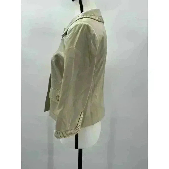 Loft Women's Sz 2 Light Green Button-Up Jacket Stunning Sleeve & Neck Detail - Picture 2 of 8